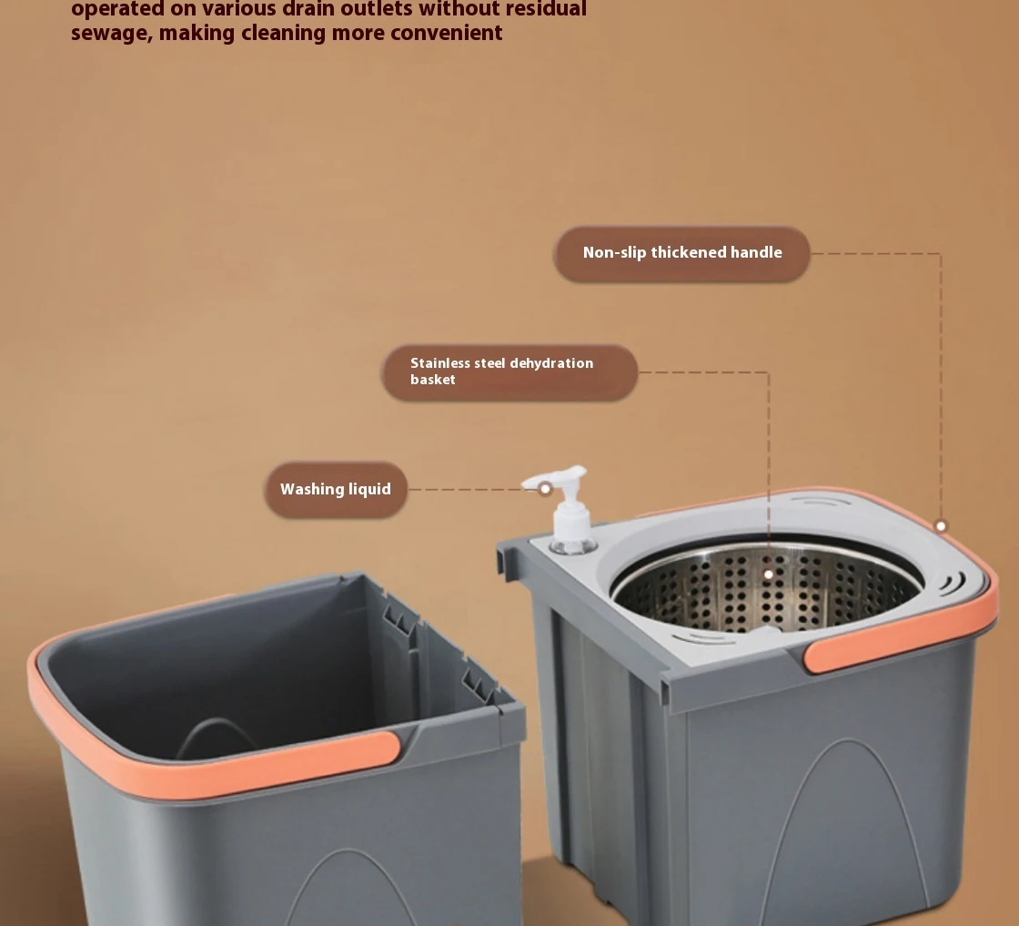 Neue abnehmbare Doppeleimer-Mopp-Spin-Mopp-Eimer-Sets 360°-Drehmopp für die Bodenreinigung Wiederverwendbare Mikrofaserköpfe Home Lazy Mop_voghion.com