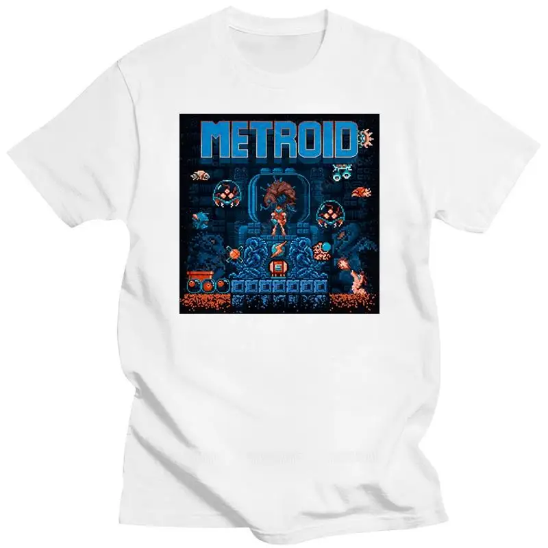 

Футболка metroids мужская с принтом, Оригинальная Повседневная Стандартная рубашка с круглым вырезом и надписью, весна