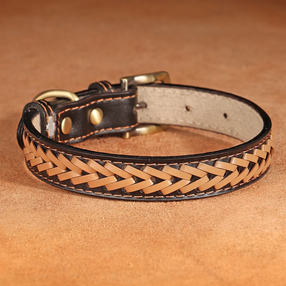 High Quality Leather Dog Braided Durable Pet Collars - PeticaDeals