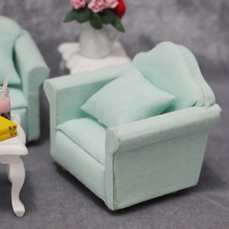 

New 1:12 Miniature Soft Single Sofa for Dolls Mini Furniture Toys Doll House Pretend Play Toy for Girls Gift Children Decoration