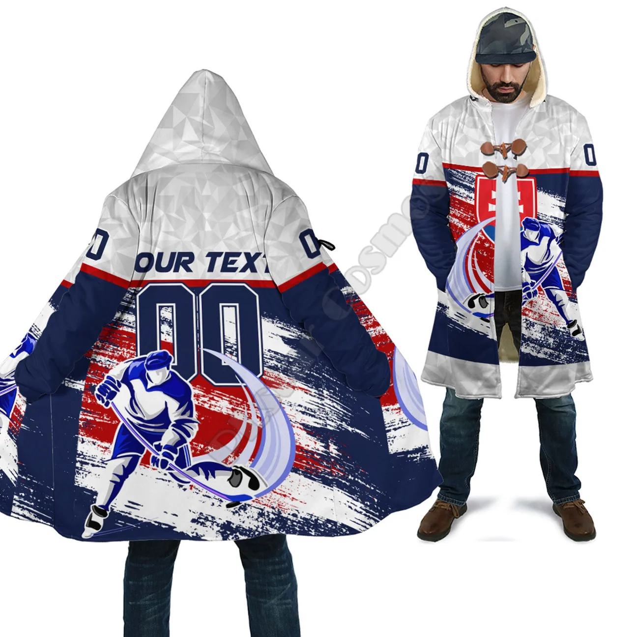 Custom Name Slovakia Hockey Jersey Style Special Cloak 3D Printed Winter Hooded Cloaks Fleece Wind Breaker Unisex Warm Overcoat fysetc 3d printer printed parts customized special petg filament for prusa mk3s bear multi material upgrade kit