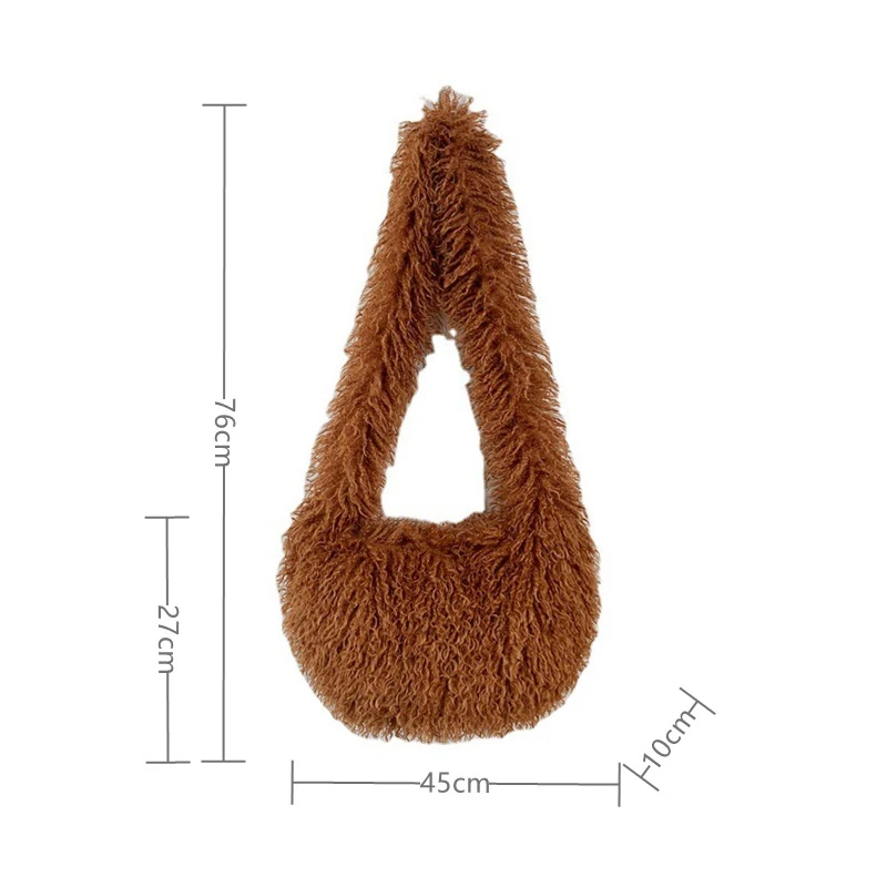 Bolso de hombro con pelo en forma de corazón estilo Harajuku para mujer, bandolera de piel sintética estilo punk Y2K, de gran tamaño