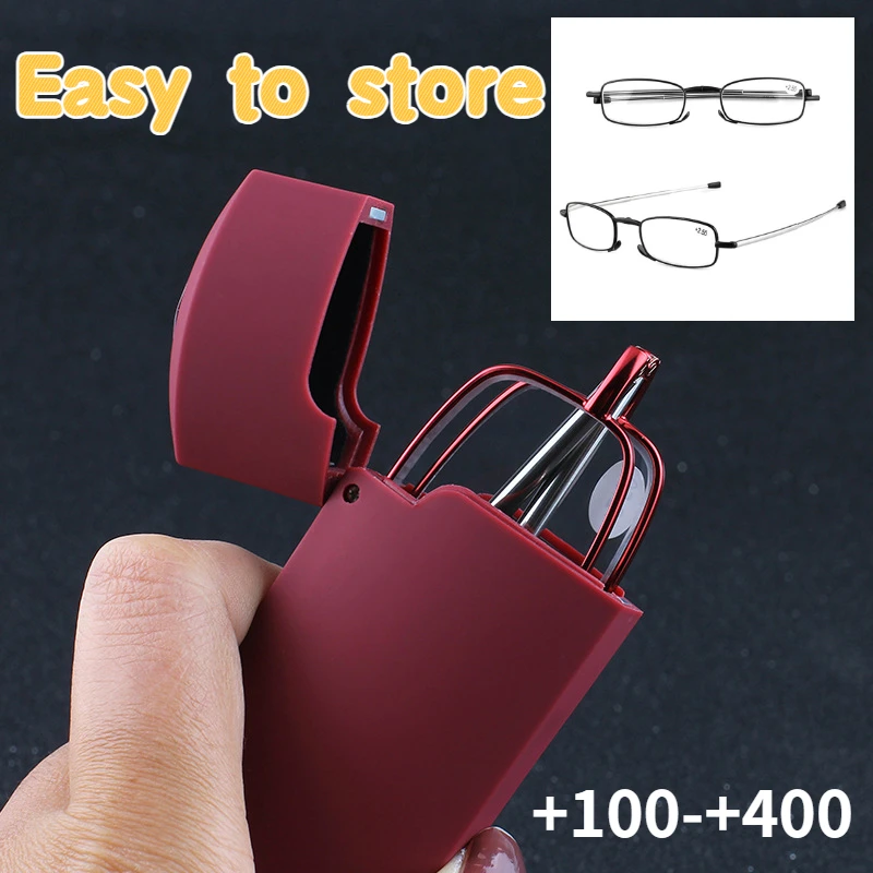 

Men Women Folding Reading Glasses with Case Portable Telescopic Presbyopia Eyeglasses Prescription Glasses Diopter +1.0 To +4.0