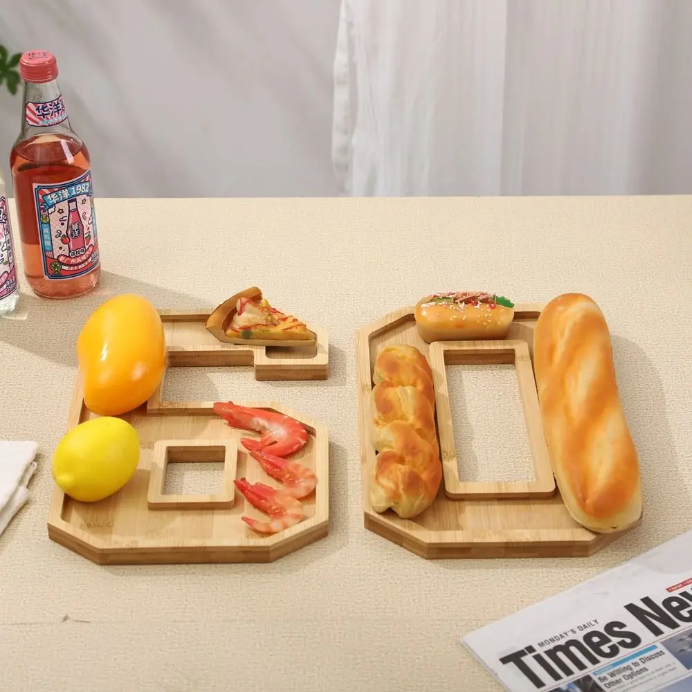 Large Wooden Number Charcuterie Board Fillable Practical Wood Number Serving Tray Decorative Number Food Tray Baby Birthday 2