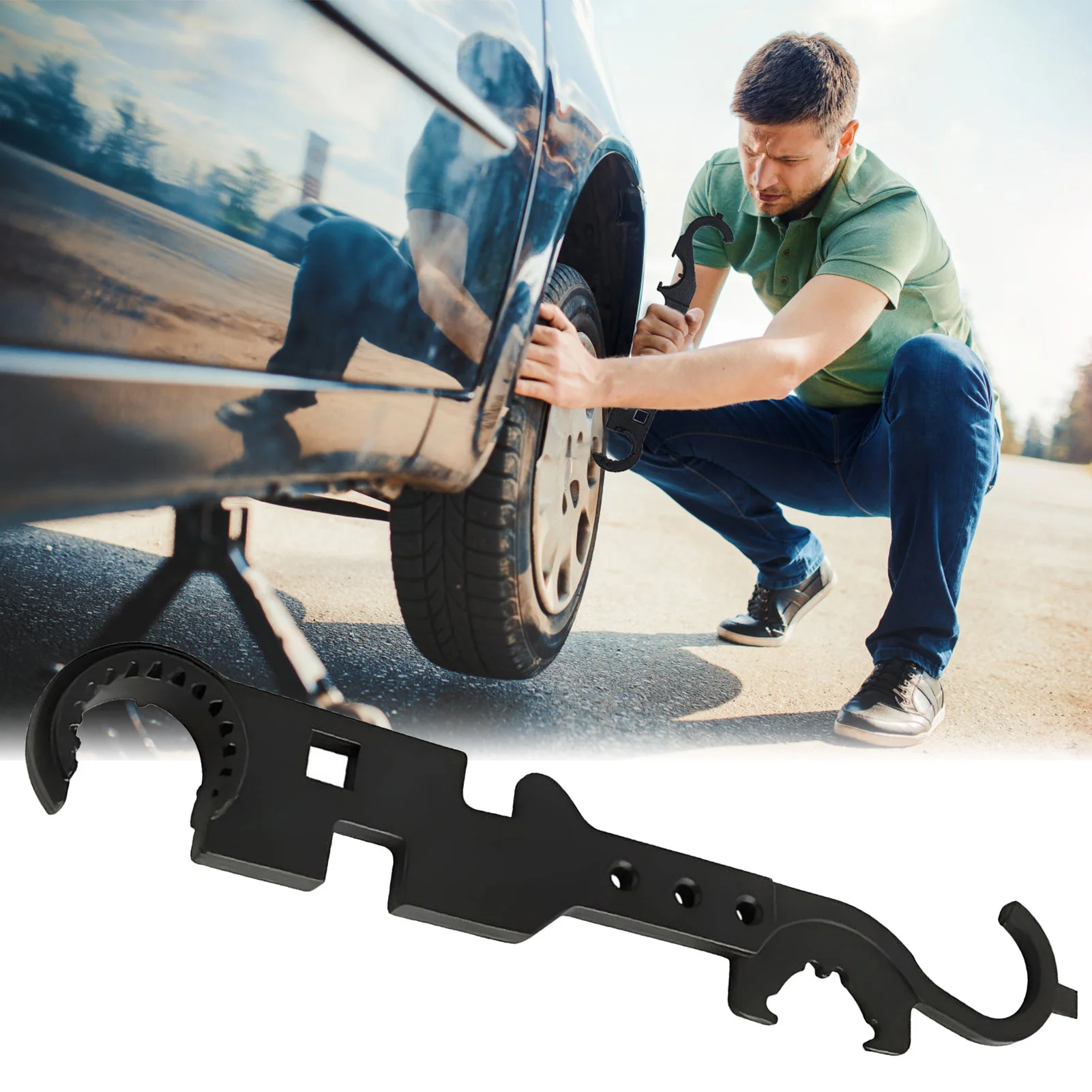 

Уличный Многофункциональный гаечный ключ, прочный полностью стальной автомобильный гаечный ключ для запасных шин, инструменты для пеших прогулок и кемпинга