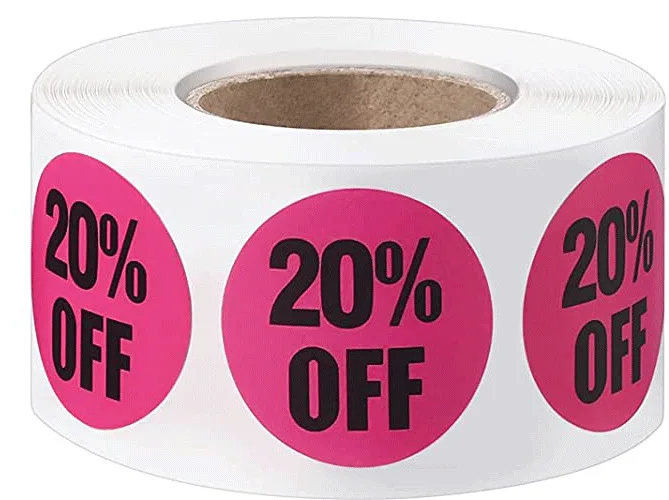 Bulk Discount Stickers for Retail Store Promotions - 500 Decorative Labels on a Roll