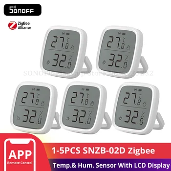 1-5PCS SONOFF SNZB-02D Zigbee Sensore di Umidità di Temperatura Con Display LCD Modulo di Monitoraggio Casa Intelligente per Alexa Google Casa