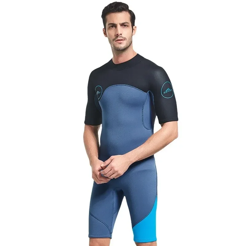 2mm Jumpsuit Short Sleeved Diving Sui t Men's Sun Protection Warm Surfing Deep Diving Thick Snorkeling Suit Swimming Suit