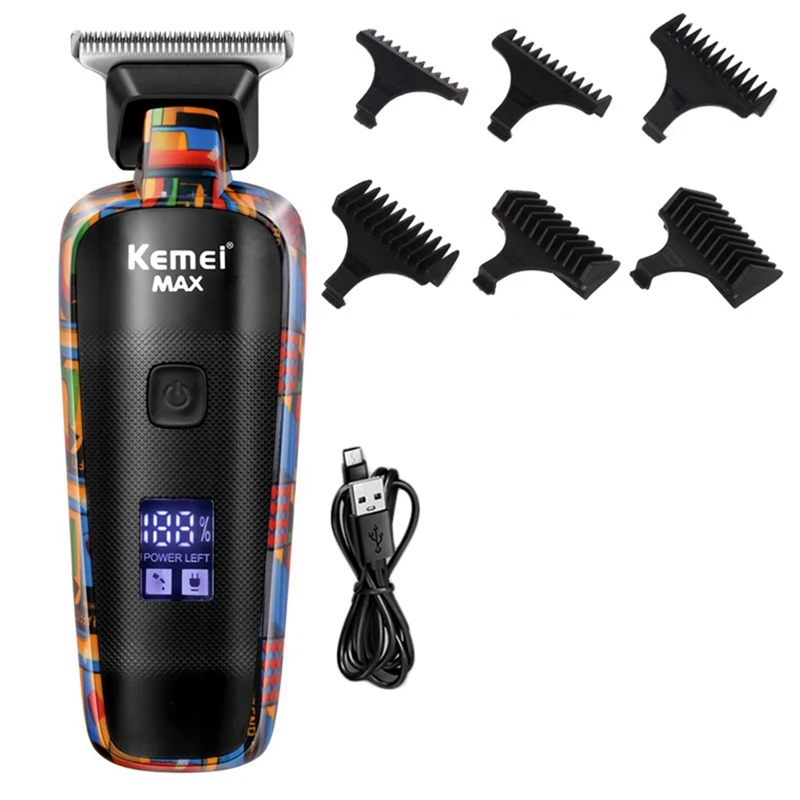 

Kemei Electric Clipper USB Rechargeable Hair Clipper For Men Printed Graffiti Hair Cutting Machine Professional Trimmer