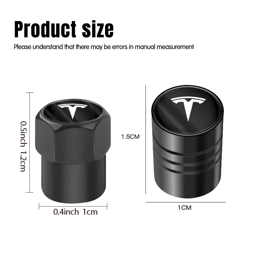 4PCS Metal Car Wheel Tire Valve Air Stem Cap For Tesla Model 3 Model S X Y Roadster Invader Coil Mod WYE Bonina