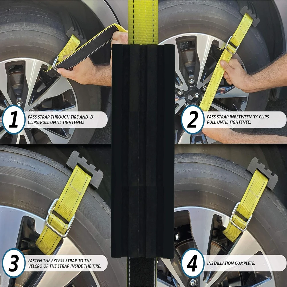 2Pcs Car Snow Mud Sand Tire Chain Straps Snow Traction Mat Car Tire Traction Blocks Anti-Skid Mud Sand Device