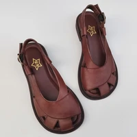 Careaymade-Sandales larges en cuir véritable pour femmes, chaussures décontractées, originales, faites à la main, simples, respirantes, à semelle souple 6