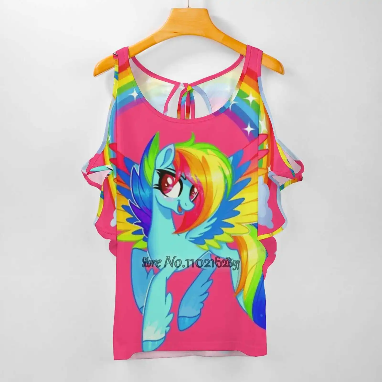 Rainbow Dash T-Shirt Da Donna Allacciatura Posteriore Magliette Sexy Scava Fuori Pullover Top Rainbow Dash My Little Rainbow Dash Rainbow Dash