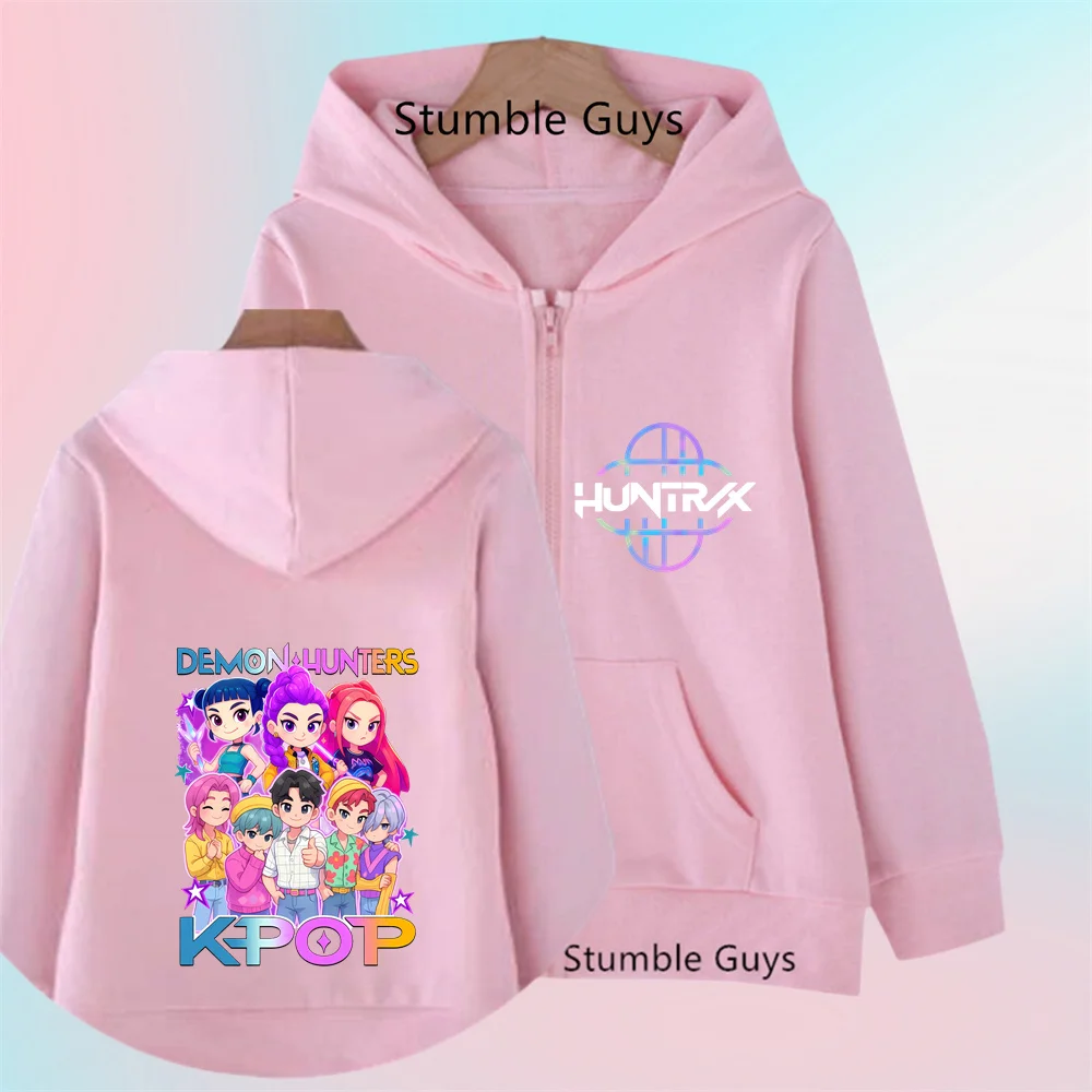 Sweat-Shirt à Capuche Zippé Enfant Automne/Hiver - Impression Dessin Animé Kpop, Taille 110-150 Cm (4-9 Ans), Polyester Doux