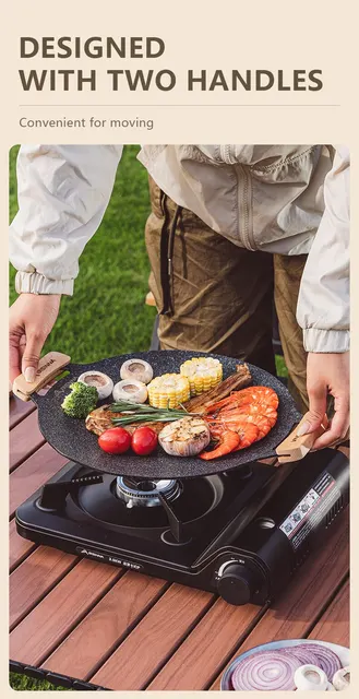 BISINNA 30CM Outdoor BBQ Grill Pan Non Stick Stovetop Baking Tray Korean  Roastig Grill Plate Camping Equipment - AliExpress