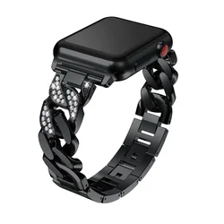 Sleek Aluminum Alloy Smartwatch Bracelet Strap for 38mm 40mm 41mm (Black)