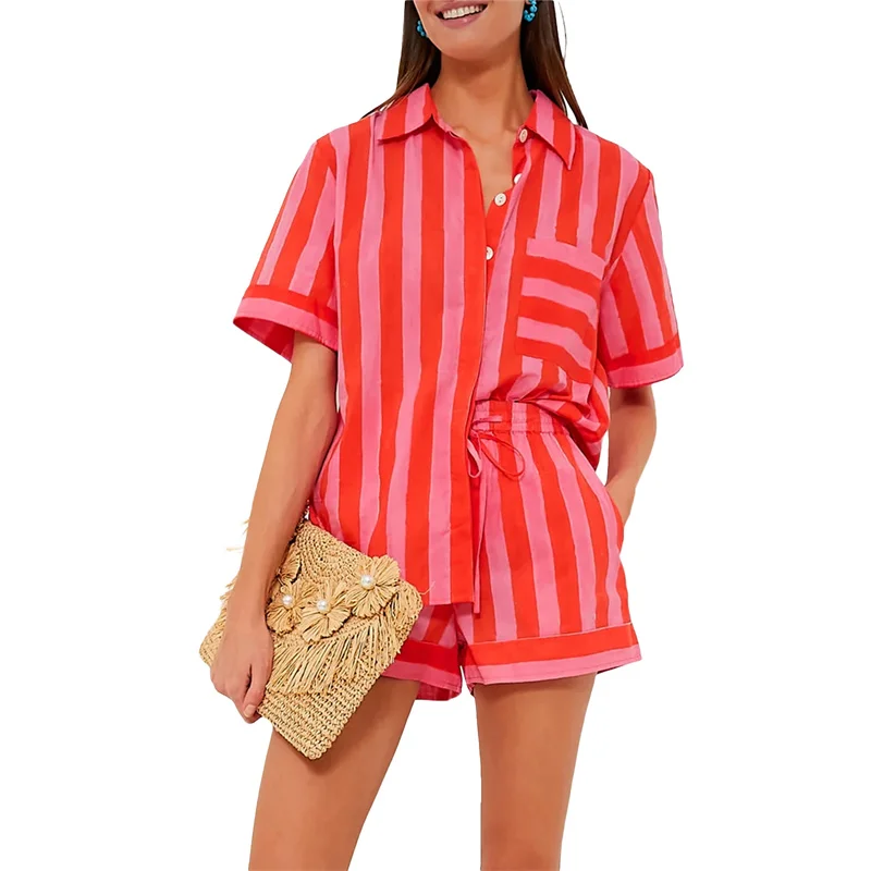 Lamuusaa 2-Piece Striped Summer Set – 2000s Streetwear Revival