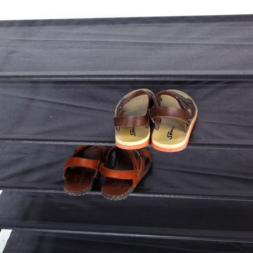 Simple Assembly 5 Tiers Non-woven Fabric Shoe Rack with Handle Black RT 5