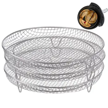 Rastrelliere per friggitrice ad aria Set impilabile da 3 pezzi - Cestini in rete in acciaio inossidabile 304, multiuso per friggitrice ad aria, vaporiera, forno, griglia a vapore 1