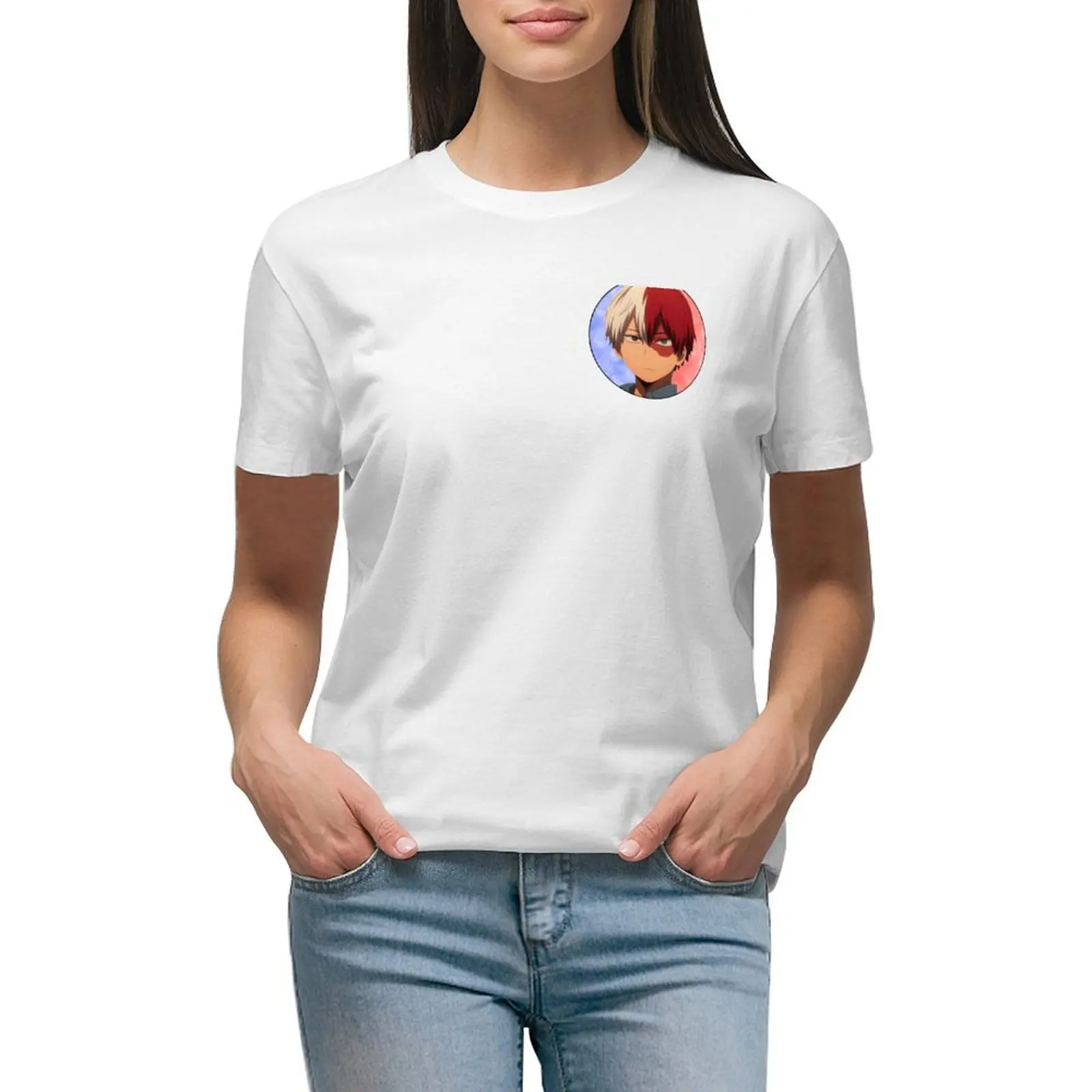 

Todoroki icon T-shirt korean fashion plus size tops funny t shirts for Women