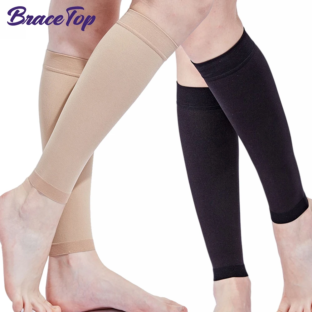 Bracetop 1 Pair Sports Compression Calf Sleeve Relieve Varicose Veins