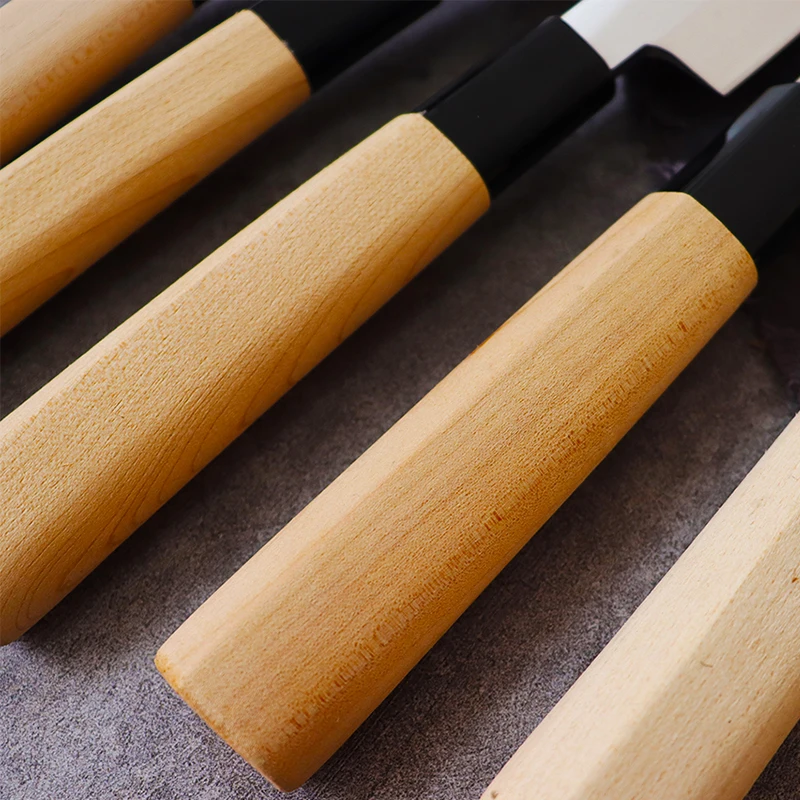 Kitchen Knife 1-10pcs Japanese Sashimi Santoku Chef Stainless Steel Sushi Salmon Fish Filleting Knife with Wood Handle