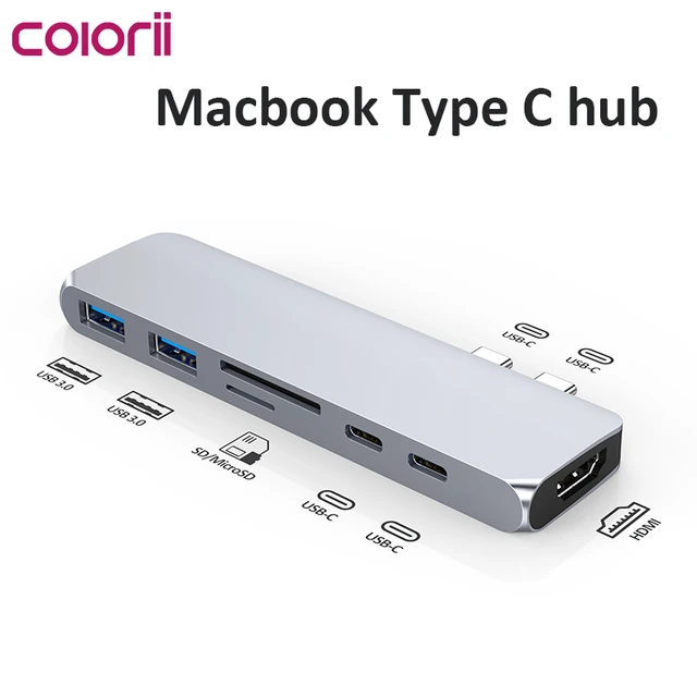 Dc701 Hub Usb C To Hdmi Usb A Sd Card Micro Sd Card For Macbook Pro  Thunderbolt 3 Docking Dual Usb Type C Hub - Laptop Docking Stations -  AliExpress