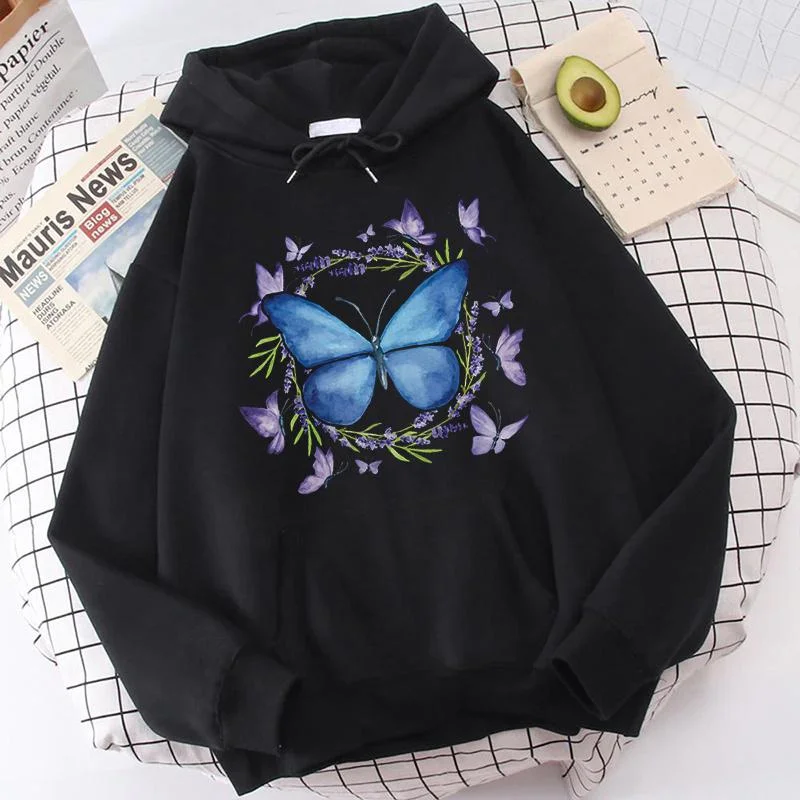 Fashion Butterfly Printed Hoodie Autumn/Winter Casual Hooded