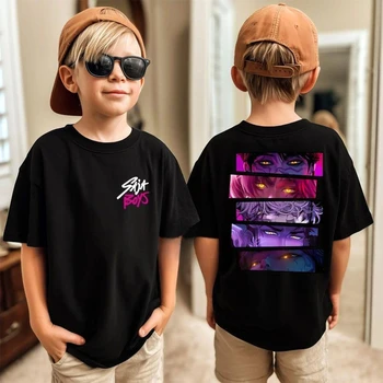 Kpop Demon Hunters Children's T Shirt Short Sleeve Saja Boys Kdis T-shirt Cute Kpop Demon Hunters Harajuku Tshirt for Boys Girls 1