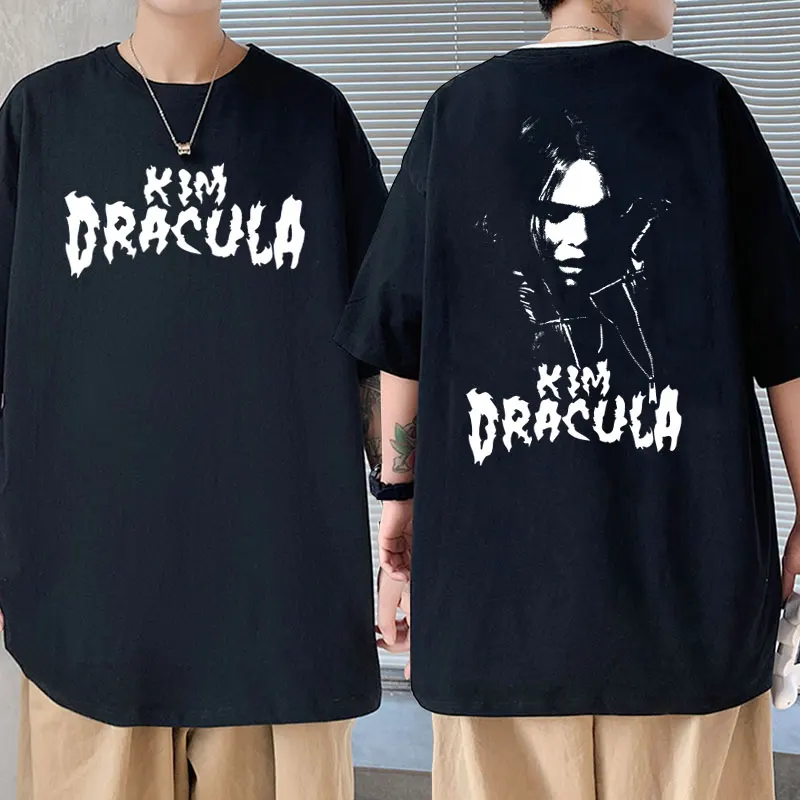 

Men Women Hip Hop Vintage Fashion Rock T-shirt Kim Dracula Double Sided Print Tshirt Men's Casual Oversized T Shirt Streetwear