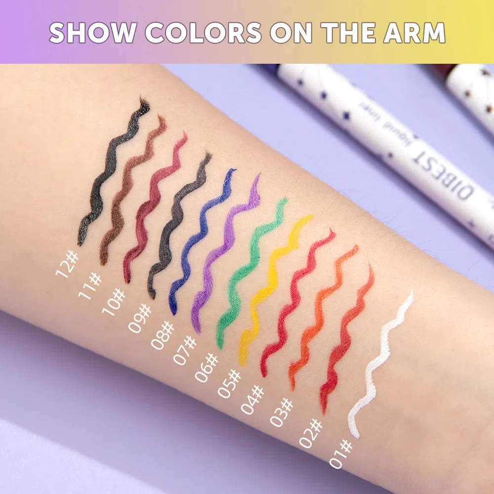 Liquid Eyeliner 12 Colors Waterproof Matte Long Lasting For Eye Cosmetic