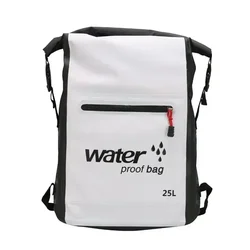 Waterproof 25L Dry Bag Backpack for Water Sports and Outdoor Adventures (White)