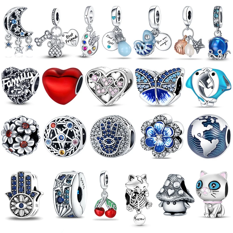 925 Sterling Silver A Forma Di Cuore Charm Bead Adatto Originale Pandora Bracciale Collana Donna Chameleon Ciondolo Fai Da Te Gioielleria Calda