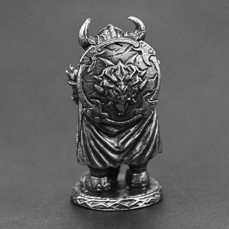 White Copper Viking Swordsman Figurine - Metal Brass Soldier Ornament Craft Decoration Accessory