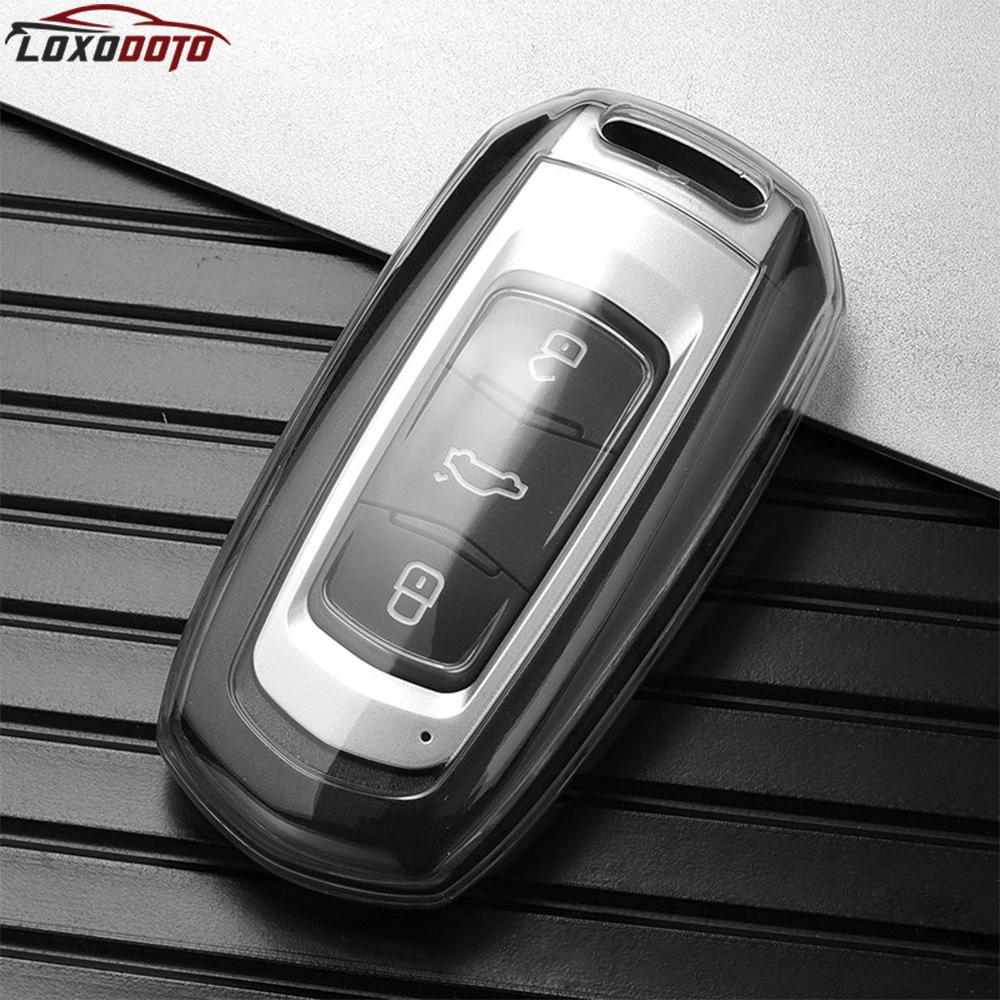 Car Key Case Cover TPU Transparent Remote Full Key Holder Keychain Caps For Geely Atlas Pro Emgrand X7 GS GX3 GT GC9