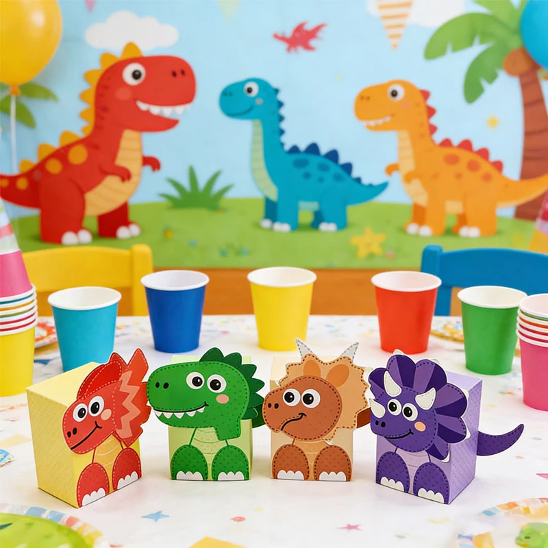 20er-Pack 3D Dinosaurier-Partyboxen, Niedliche Dino-Geschenkboxen mit Schwänzen für Kindergeburtstage & Dinosaurier-Themenpartys – Detail 1