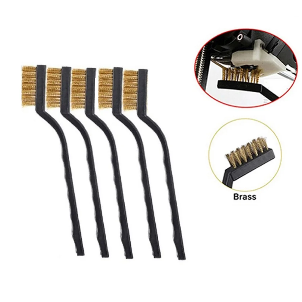 5Pcs 15cm Remove Rust Brush Brass Cleaning Polishing Metal Brushes Brass Wire Steel Wire Nylon Brush Clean Tools Home Kits,wire brush,wire brush set