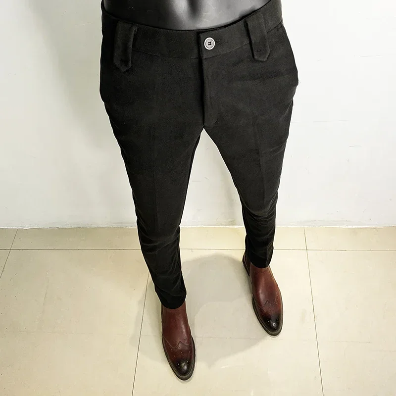 Hot Sales Men Pants Slim Fit Men 2024 Spring Casual Pants Streetwear Men High Quality Black Gray Dress Suit Trousers