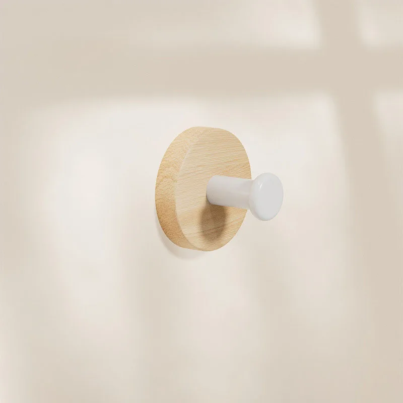 Eco-Friendly Self-Adhesive Natural Wood Wall Hooks - Stylish & Versatile for Hats, Towels, Robes, Clothes, Keys, and Bags