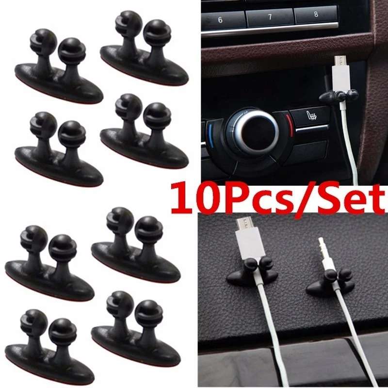 자동차 와이어 코드 케이블 홀더, 타이 클립, 라인 고정 장치, 드롭 접착 USB 케이블, 자동차 클립 액세서리, 10 개/로트