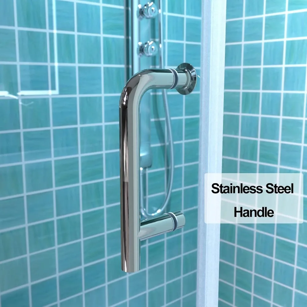 36-37.5 in.W x 72 in.H Bifold Frameless Glass Shower Door,1/4 in. Fold Clear Glass Shower Panel Pivot Swing Shower Doors,Brushed 5