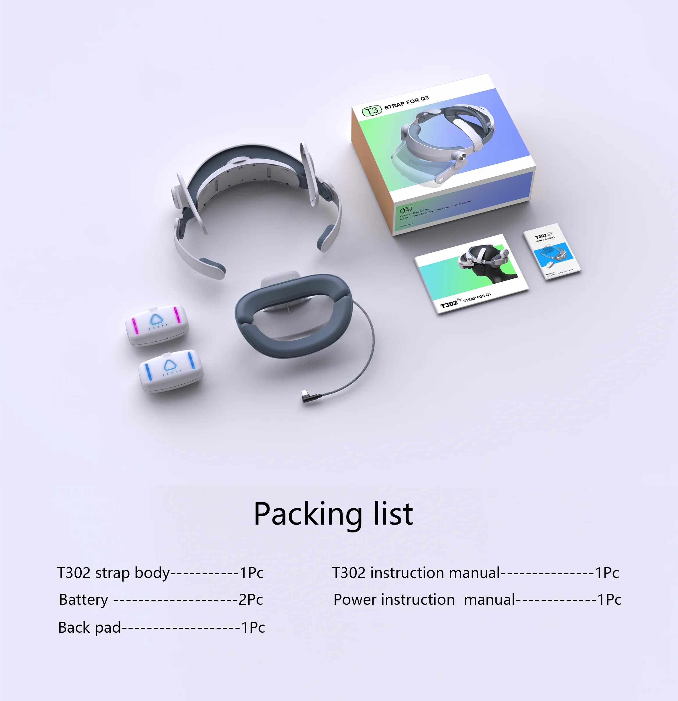 T302 VR エリートヘッドストラップメタクエスト 3 磁気バッテリー