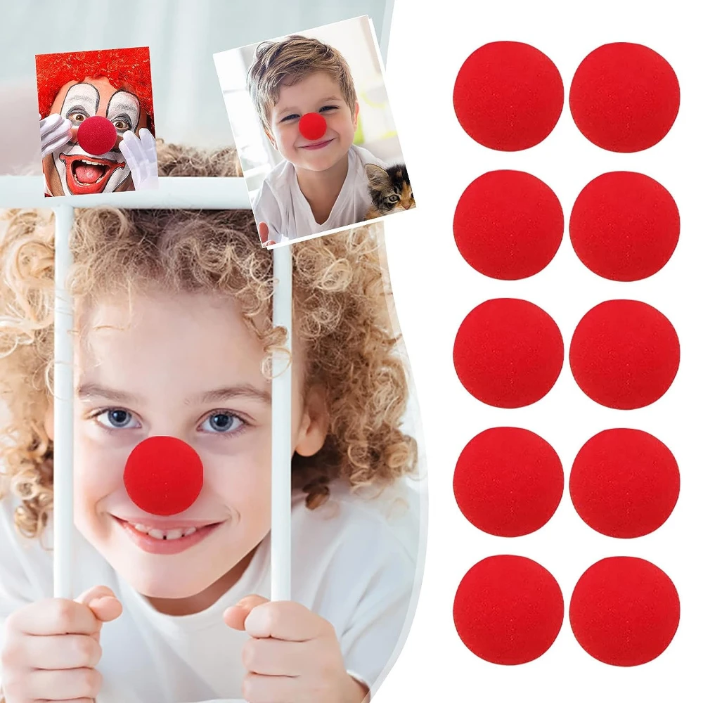 50/5pcs Red Ball Foam Clown Nose Halloween Party Cosplay Costume Circus Props Festival Make Up Clown Nose Performance Decoration