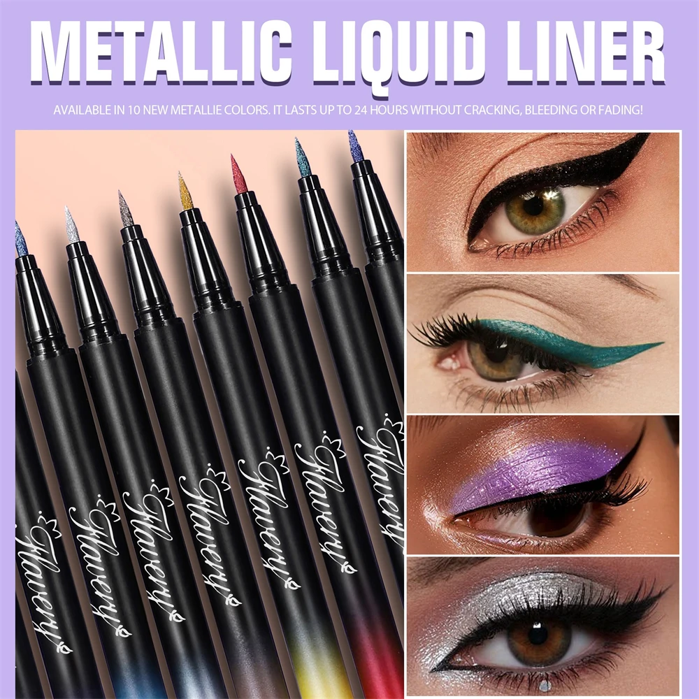 Flüssiger Eyeliner In Rauchigem Schwarz-violett Mit Glitzer Effekt_voghion.com