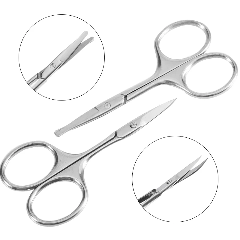 2 Pack Curved Craft Scissors Small Scissors Beauty Eyebrow Scissors  Stainless Steel Trimming Scissor