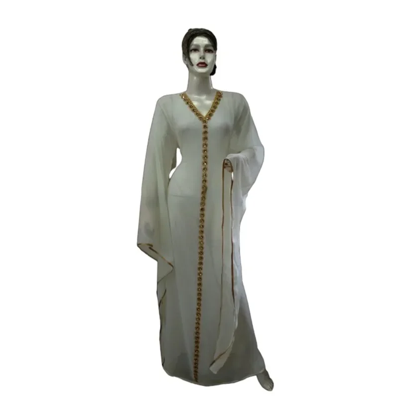 

V-neck Kaftan Abaya Farasha Very Fancy Bell Sleeve Bridal Wear