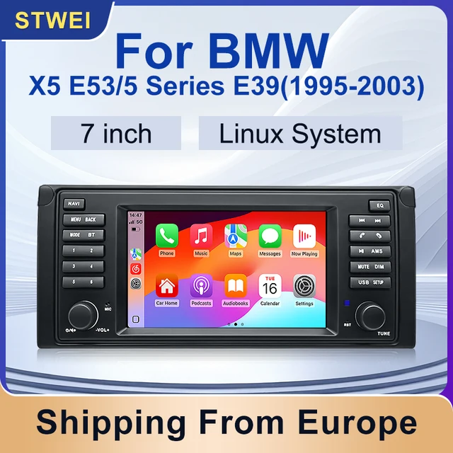 Autoradio STWEI Linux pour BMW Série 5 E39 E38 X5 E53 avec CarPlay sans fil, Android Auto, GPS, FM, DSP, Bluetooth et lecteur multimédia 1