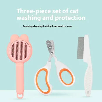 Cat Grooming Supplies 3 piece set include Round Hole Cat Nail Clippers  Pet Comb Pet Grooming Brush Flea prevention tools
