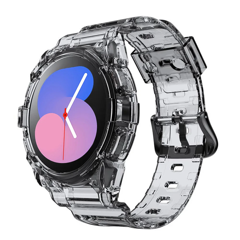 

Прозрачный ремешок и чехол для Samsung Galaxy Watch 5/4 40 мм 44 мм, аксессуары, прозрачный чехол + спортивный браслет для Galaxy Watch 4, ремешок на запястье