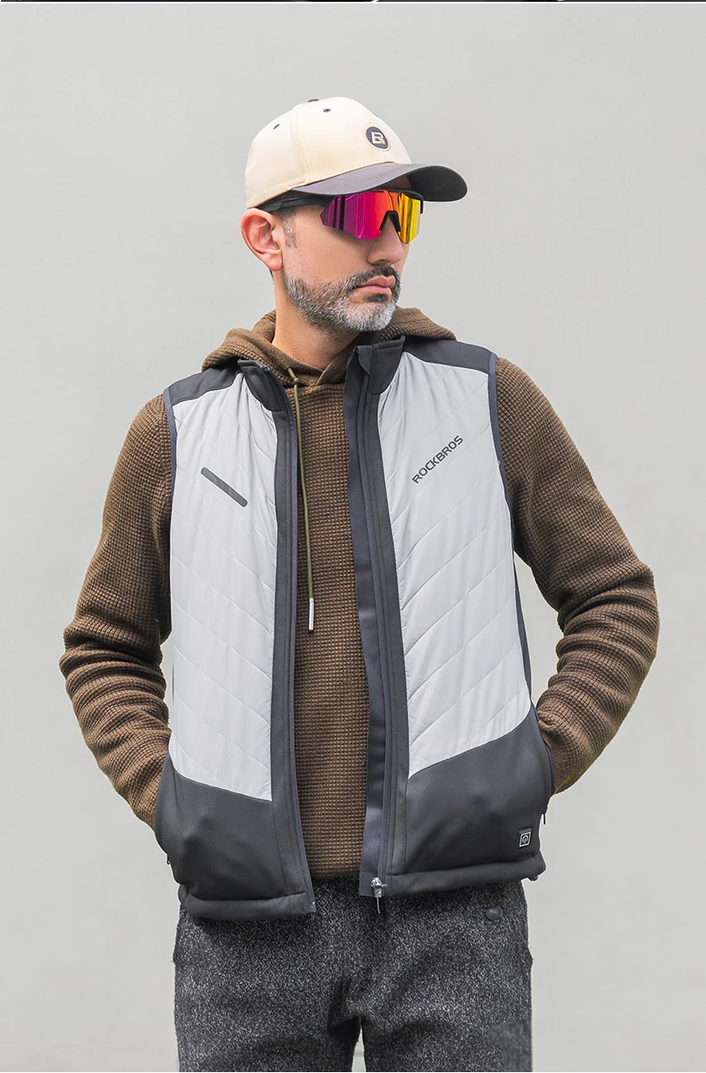 ROCKBROS Winter Radfahren Heizung Weste Wasserdicht Winddicht Thermische Heizung Jacke USB Lade Ärmellose Mantel Radfahren Kleidung – Detail 15